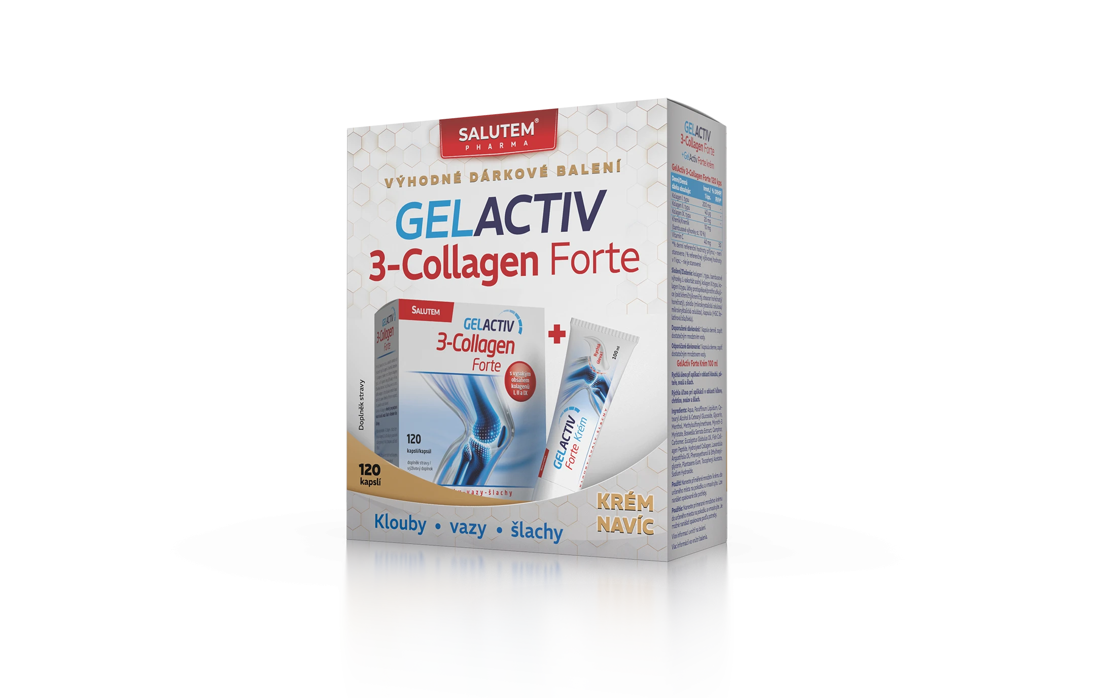 vizu dark bal 120cps GELACTIV+Krem100ml P1 CZE WEB V&yacute;hodn&eacute; d&aacute;rkov&eacute; balen&iacute; GelActiv 3-Collagen Forte 60+60 cps.+ GelActiv Forte Kr&eacute;m navic
